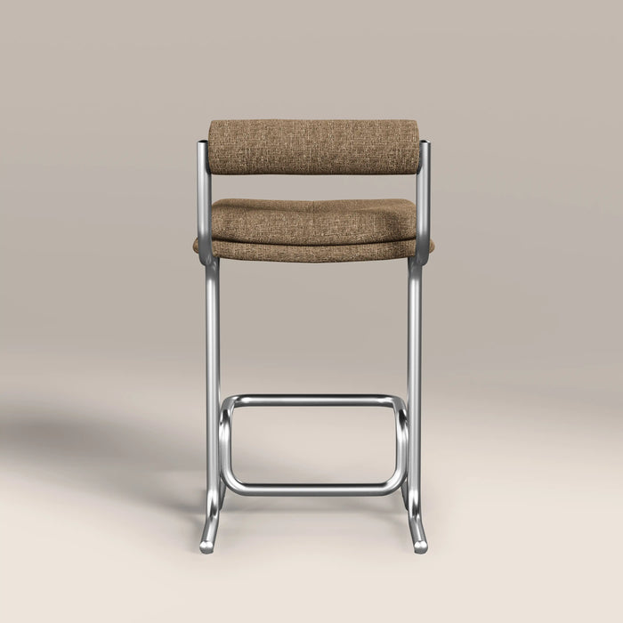 Wilbur Kitchen Stool | Speckled Cappuccino Boucle & Brushed Chrome