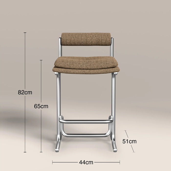 Wilbur Kitchen Stool | Speckled Cappuccino Boucle & Brushed Chrome
