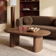 Hansen Oval Wooden Coffee Table | Walnut