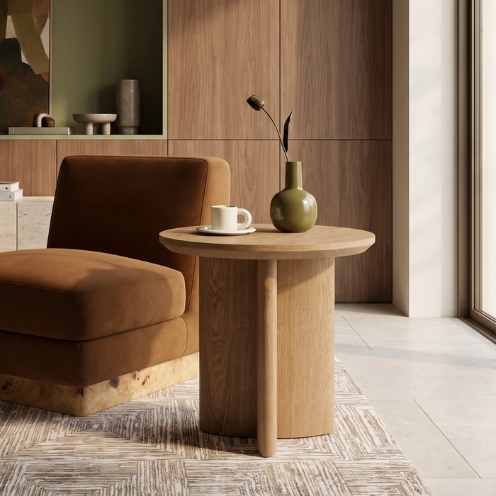 Hansen Round Wooden Side Table Ash