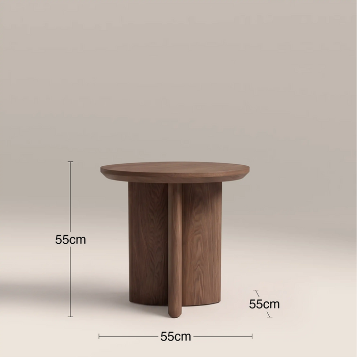 Hansen Round Wooden Side Table Walnut
