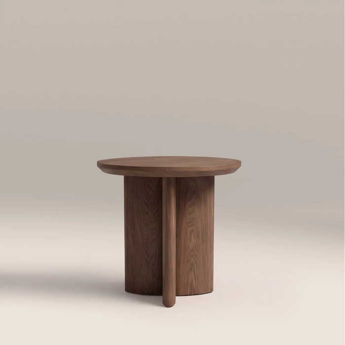 Hansen Round Wooden Side Table Walnut