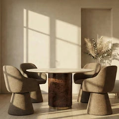 Herman Swivel Carver Dining Chair | Speckled Cappuccino Boucle