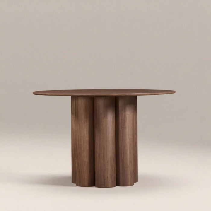 Noelle 4 Seat Round Wooden Dining Table Walnut