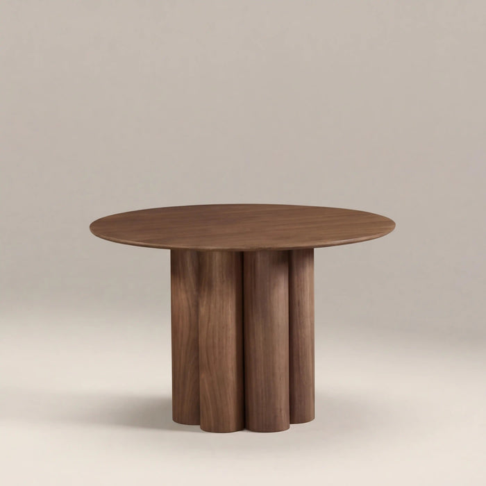 Noelle 4 Seat Round Wooden Dining Table Walnut