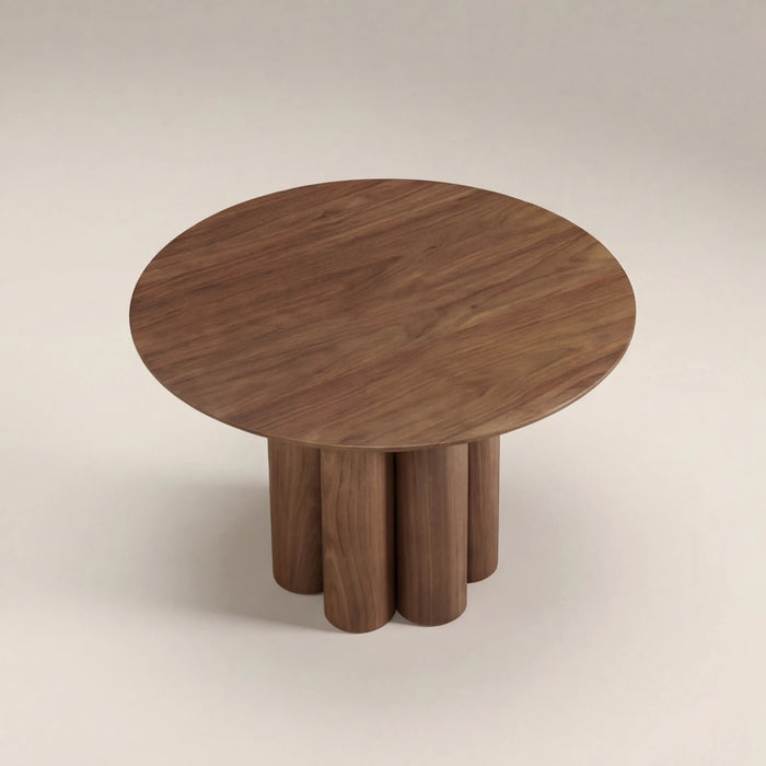 Noelle 4 Seat Round Wooden Dining Table Walnut
