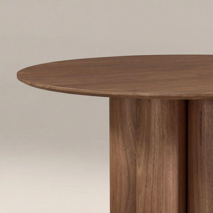Noelle 4 Seat Round Wooden Dining Table Walnut