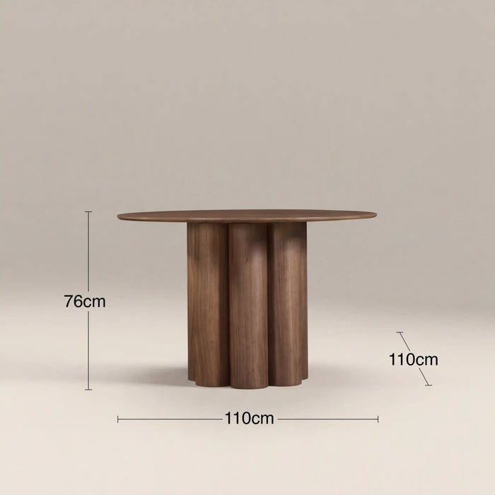 Noelle 4 Seat Round Wooden Dining Table Walnut