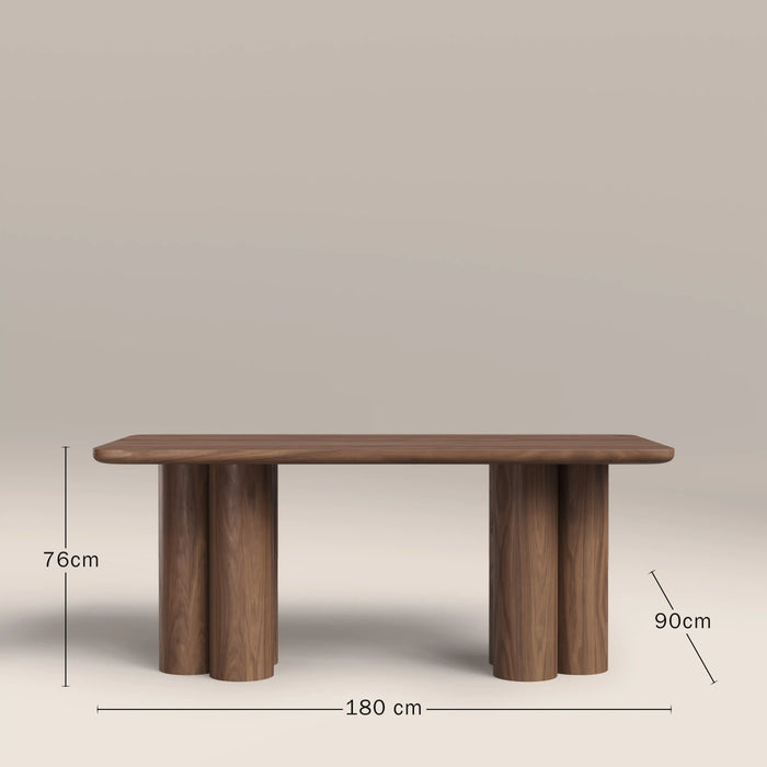 Noelle 6 Seat Rectangle Wooden Dining Table Walnut