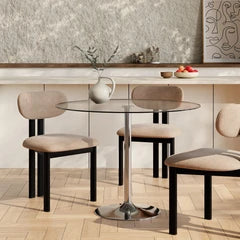 Ida 2 Seat Round Dining Table | Clear Glass & Chrome