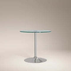 Ida 2 Seat Round Dining Table | Clear Glass & Chrome