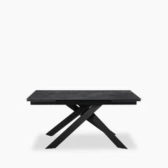 Adele 6-10 Seat Rectangle Extendable Dining Table | Grey Sintered Stone & Dark Grey