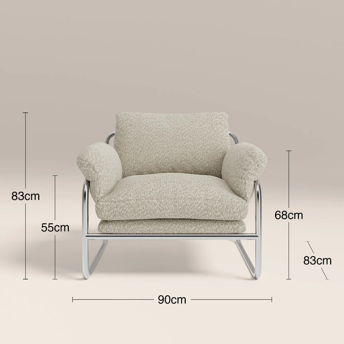 Carson Armchair Speckled Stone Sustainable Boucle & Chrome