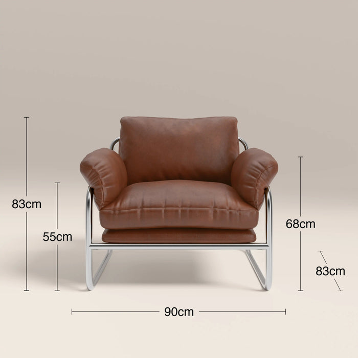 Carson Armchair Vintage Tan Faux Leather & Chrome