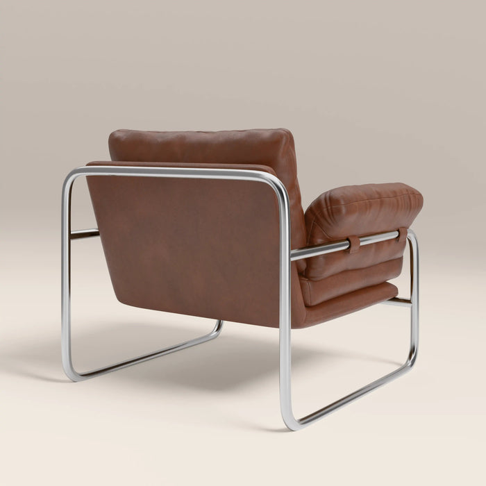 Carson Armchair Vintage Tan Faux Leather & Chrome