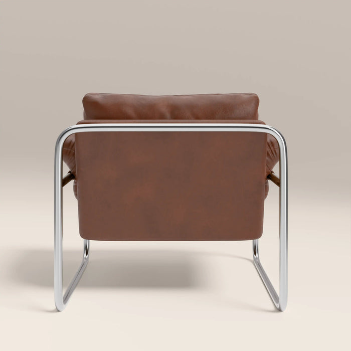 Carson Armchair Vintage Tan Faux Leather & Chrome