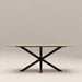 Sawyer 6 Seat Rectangle Dining Table | Natural Travertine Effect Ceramic & Black