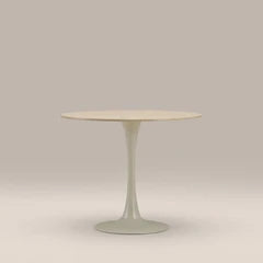 Byre 2 Seat Round Dining Table | Natural Travertine Effect Sintered Stone & Cream