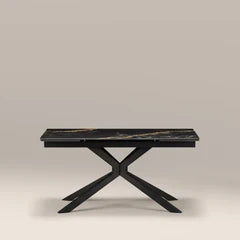 Lincoln 6-10 Seat Rectangle Extendable Dining Table | Black Marble Effect Sintered Stone