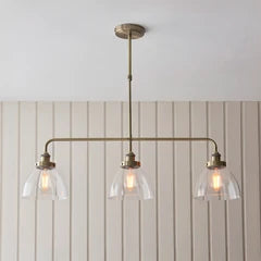 Hansen 3 Light Pendant Light | Glass & Brass