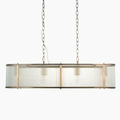 Ridgeton 4 Light Pendant Light | Ribbed Glass & Brass