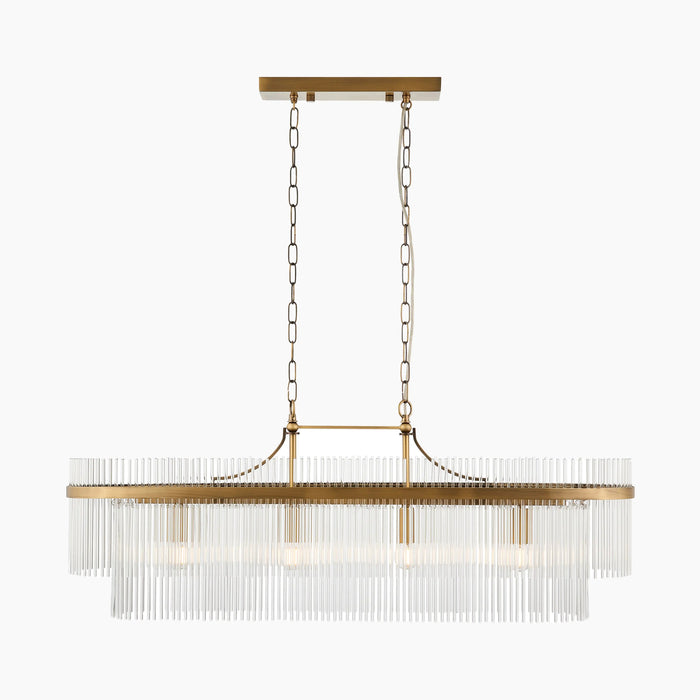 Marietta 4 Light Pendant Light Ribbed Glass & Brass