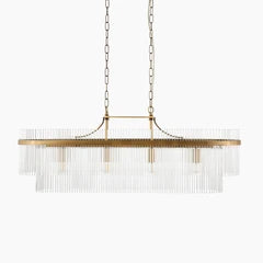 Marietta 4 Light Pendant Light | Ribbed Glass & Brass