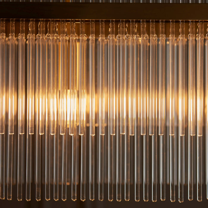 Marietta 4 Light Pendant Light Ribbed Glass & Brass