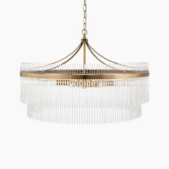 Marietta 7 Light Pendant Light | Ribbed Glass & Brass