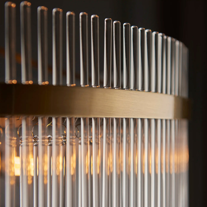 Marietta 7 Light Pendant Light Ribbed Glass & Brass