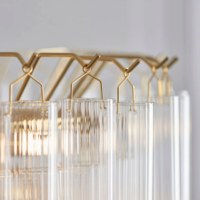 Toulouse 12 Light Pendant Light Ribbed Glass & Brass