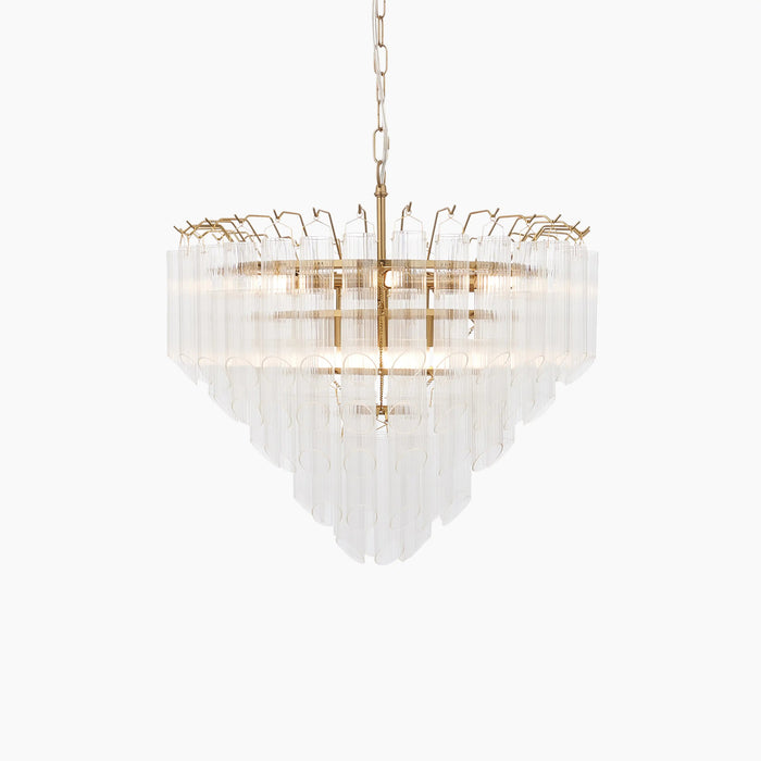 Toulouse 12 Light Pendant Light Ribbed Glass & Brass