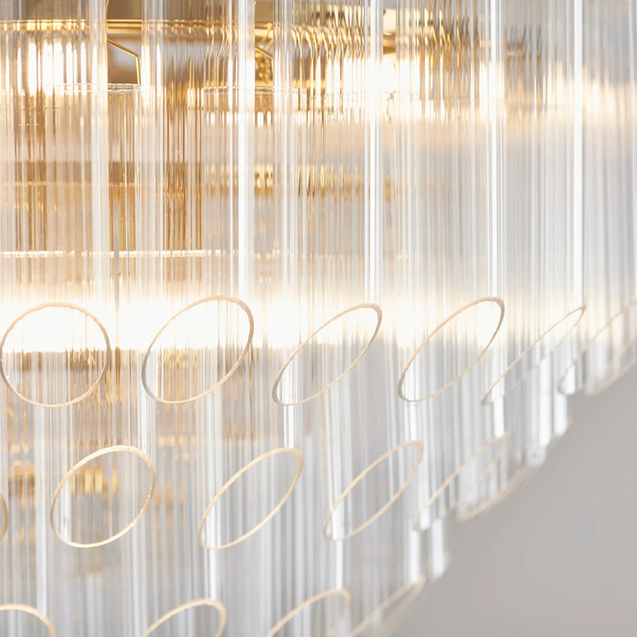 Toulouse 12 Light Pendant Light Ribbed Glass & Brass