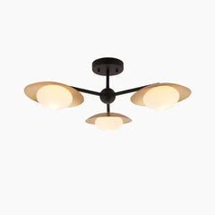 Temuka 3 Light Flush Ceiling Light | Brass & Black