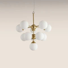 Oscar 11 Light Pendant Light | Opal Glass & Brass