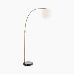 Otto Arched Floor Lamp | Opal Glass & Black Marble