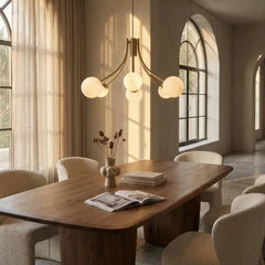Bloom 6 Light Pendant Light | Opal Glass & Brass