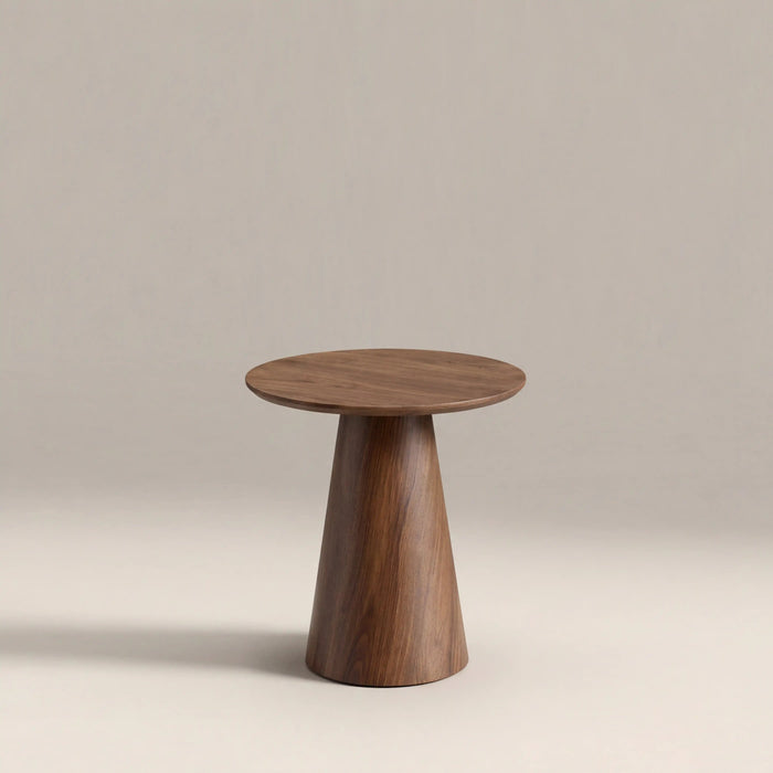 Finnley Round Wooden Side Table Walnut