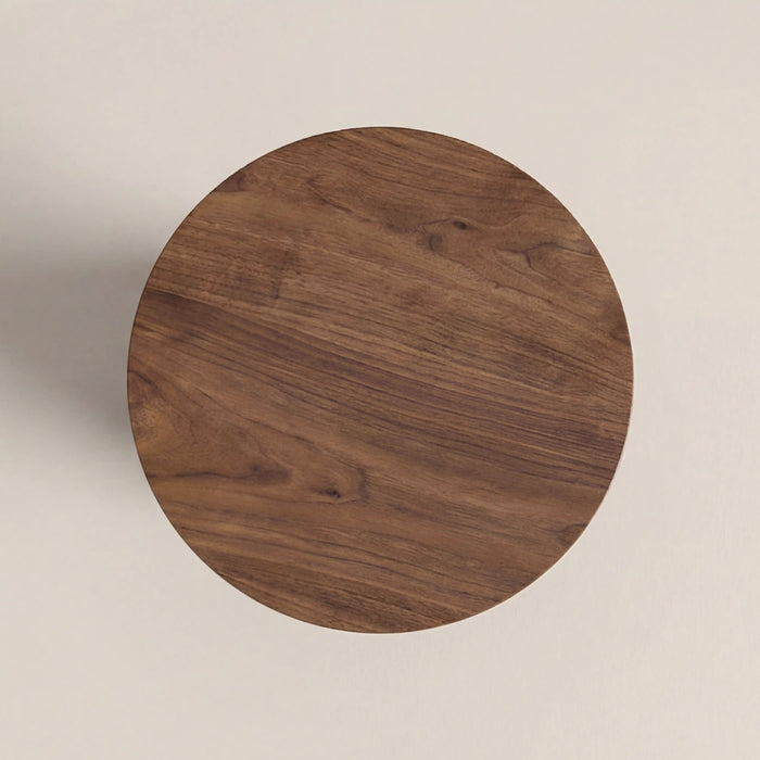 Finnley Round Wooden Side Table Walnut