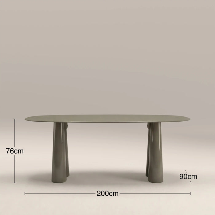 Hadley 8 Seat Oval Dining Table Sage Green Sandblasted Glass & High Gloss Sage Green
