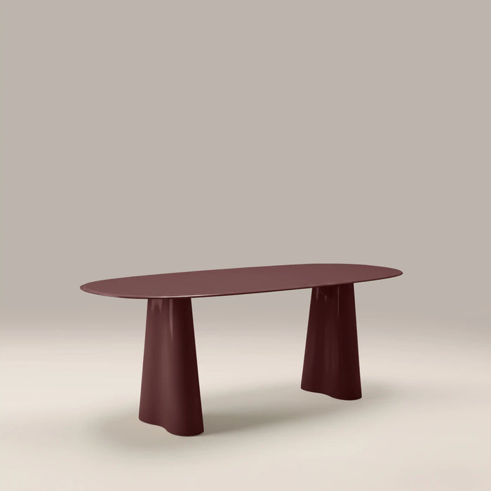 Hadley 8 Seat Oval Dining Table Cherry Red Sandblasted Glass & High Gloss Cherry Red