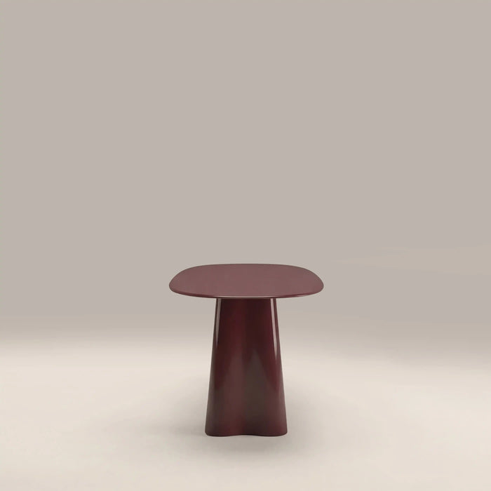 Hadley 8 Seat Oval Dining Table Cherry Red Sandblasted Glass & High Gloss Cherry Red