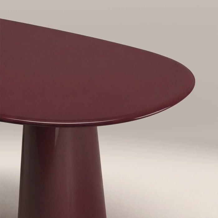 Hadley 8 Seat Oval Dining Table Cherry Red Sandblasted Glass & High Gloss Cherry Red