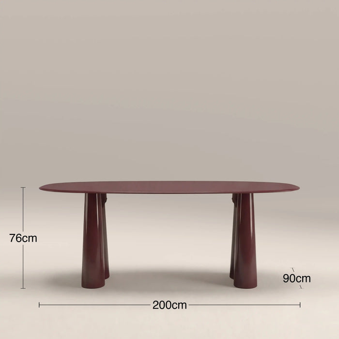 Hadley 8 Seat Oval Dining Table Cherry Red Sandblasted Glass & High Gloss Cherry Red