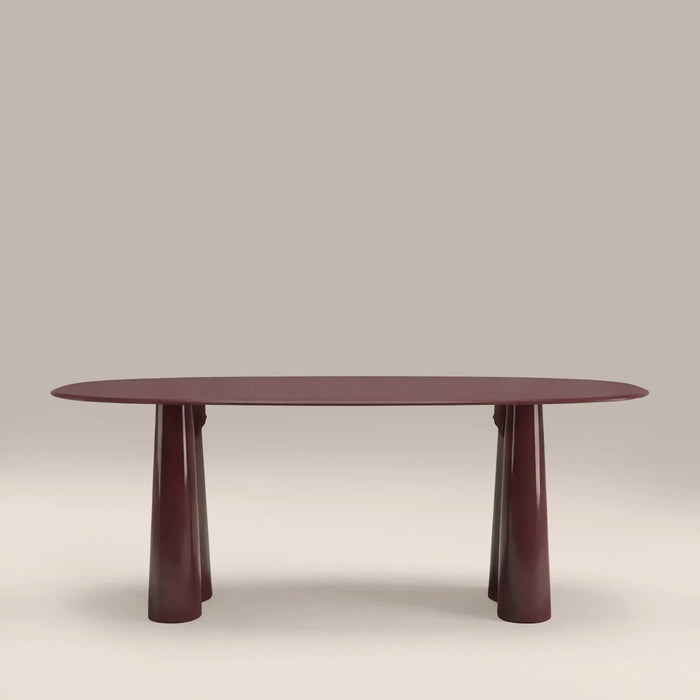 Hadley 8 Seat Oval Dining Table Cherry Red Sandblasted Glass & High Gloss Cherry Red