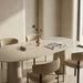 Hadley 8 Seat Oval Dining Table | Soft Ecru Sandblasted Glass & High Gloss Ecru