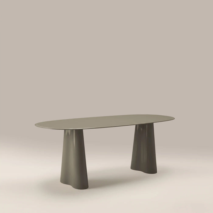 Hadley 8 Seat Oval Dining Table Sage Green Sandblasted Glass & High Gloss Sage Green
