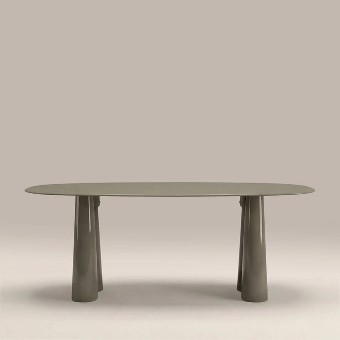 Hadley 8 Seat Oval Dining Table Sage Green Sandblasted Glass & High Gloss Sage Green