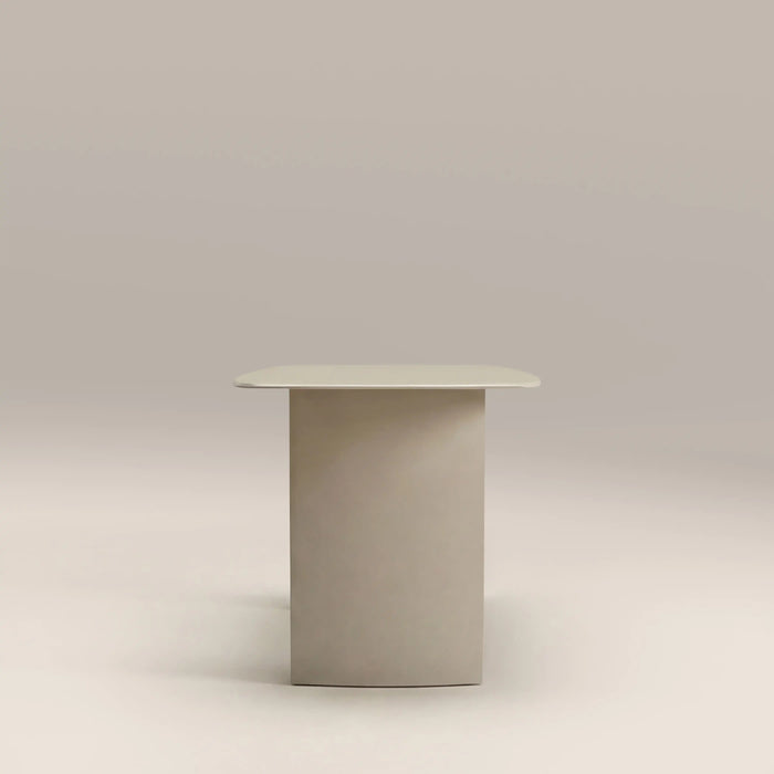 Jet 6 Seat Rectangle Dining Table Soft Ecru Sandblasted Glass & High Gloss Soft Ecru