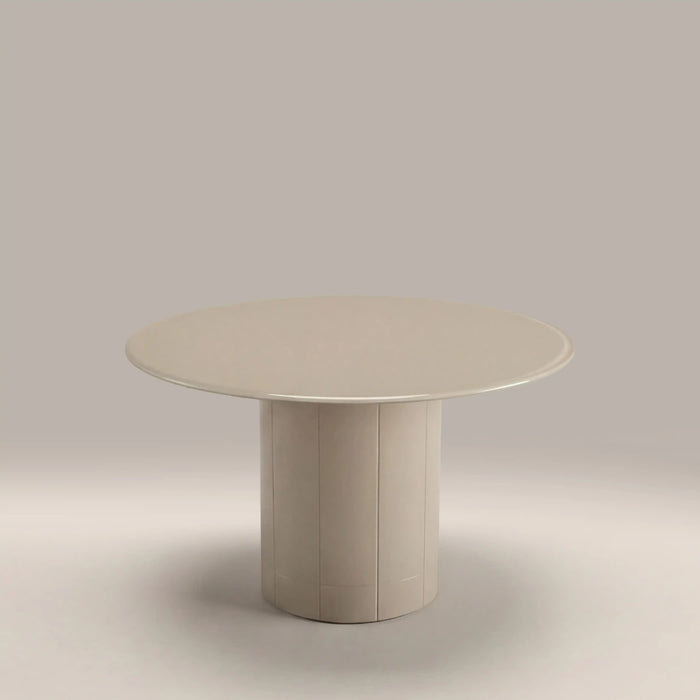 Flore 4 Seat Round Dining Table Soft Ecru Glass & High Gloss Ecru